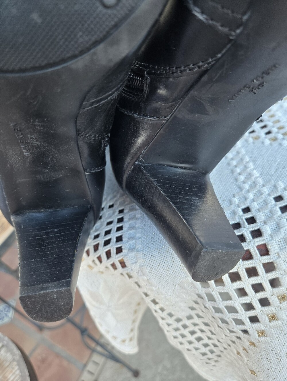 Anne Klein Black Knee-High Buckle Heeled Boots - Picture 13 of 14